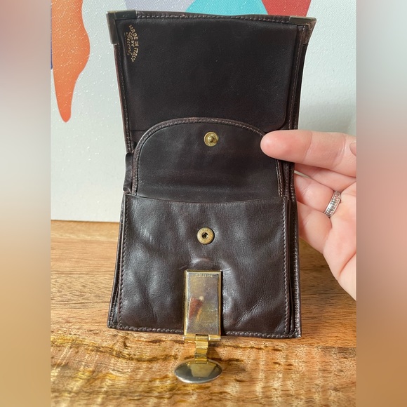 RARE Vintage GUCCI 70s Horseshoe Leather Slim Bi-fold Wallet Brown 925 Hardware - Picture 15 of 16